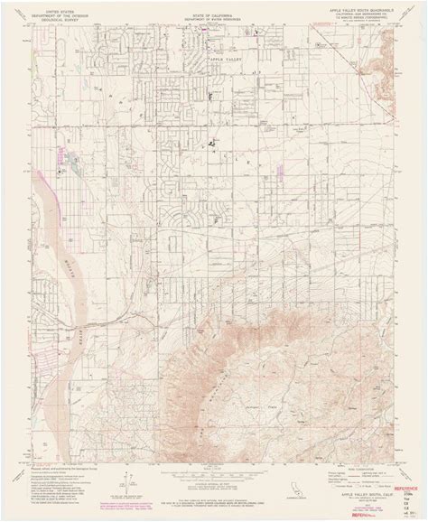 Yellowmaps Apple Valley South CA Topo Map, 1:24000 Scale, 7.5 X 7.5 Minute, Historical, 1971, Updated 1985, 27.2 X 22.3 in - Tyvek