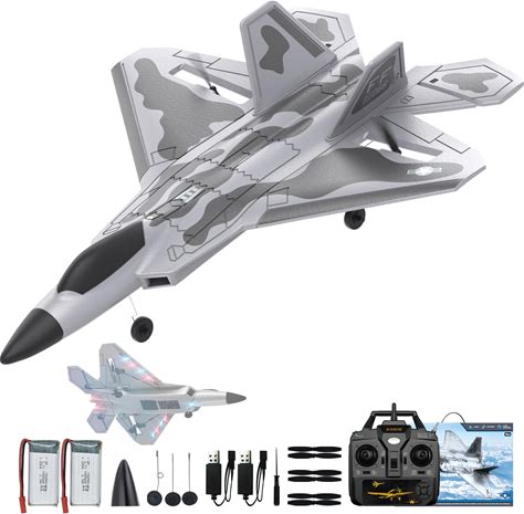 CKYSCHN F22 Remote Control Airplane - 4 Channel Fighter RC Plane For Beginners Adult With Lights, 2.4Ghz 6-Axis Gyro Stabilizer RTF RC Aircraft With 2
