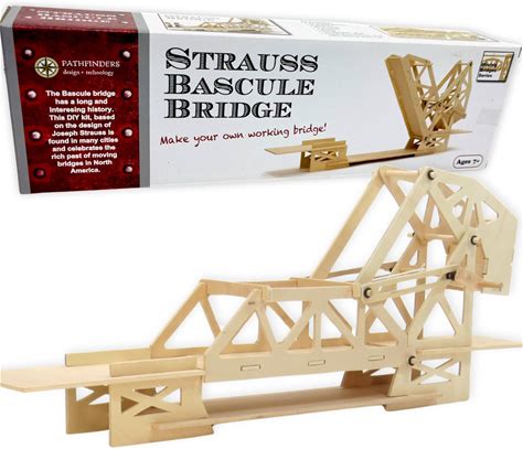 Pathfinders STEM Kit - Bridge Building Kit | Wooden Mechanical Engineering Toy For Kids Ages 7-9 | Strauss Bascule Bridge 3D Puzzle | Educational