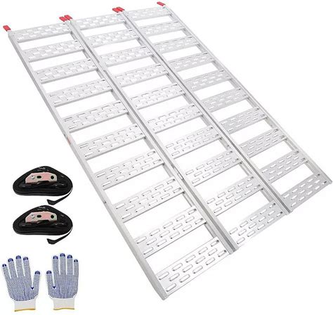 Foldable Ramp, Aluminum Three Fold Motorcycle Loading Ramp, ATV Ramp With ATV/UTV Loading Straps