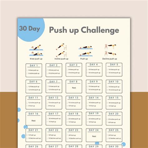 30 Day Push Up Challenge | Push Up Workout Digital | Workout Challenge | Home Workout Planner | 30 Day Push Up Planner