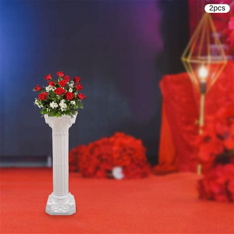 2 Pcs White Roman Pillar Wedding Roman Column Decorative Flowerpot Holder Column. White. Columns & Posts.