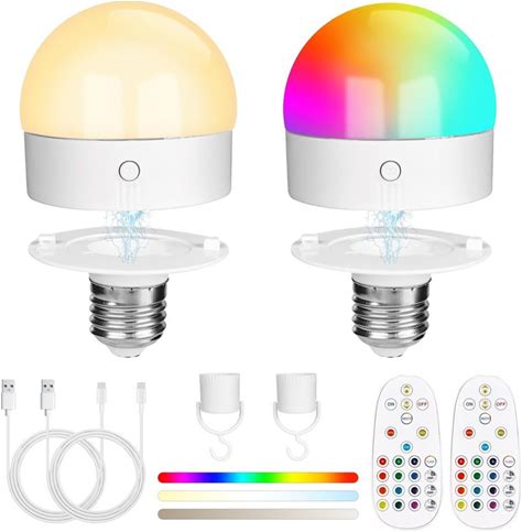 Xtdmj Usb Rechargeable Light Bulb With Remote Control, Dimmable Colour Bulbs With Timing, 5 W Battery Powered Detachable