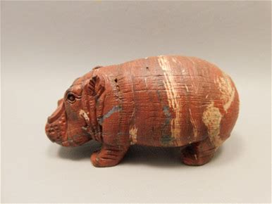 Hippopotamus Figurine Snakeskin Jasper Animal Carving O388