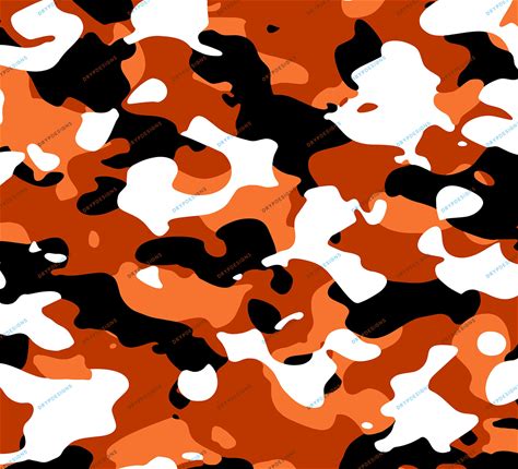 Orange Camouflage Seamless Digital Paper Background Pattern - Military Camo PNG - Digital Download Files
