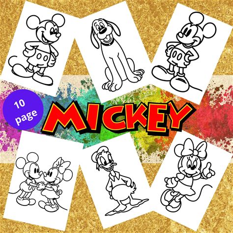 Mickey Coloring Pages For Kids, Fun Disney Printable Activity, Instant Download