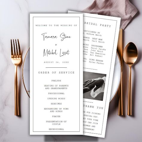 4X9 Minimalist Wedding Program Template, Modern Order Of Service, Printable Ceremony, DIY Program Card, Instant Download, Editable Text, WP3