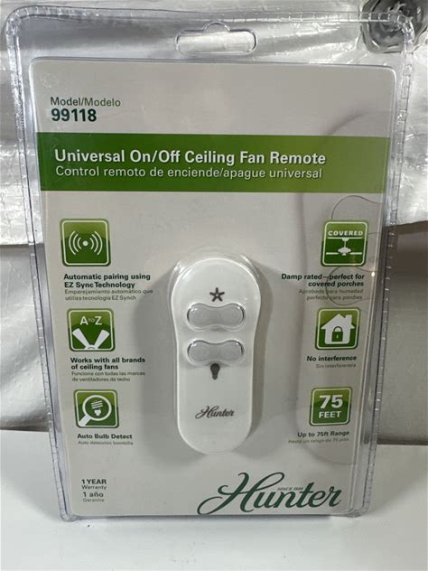 Hunter 99118 Universal Ceiling Fan Remote Control Kit - New Sealed EZ Sync