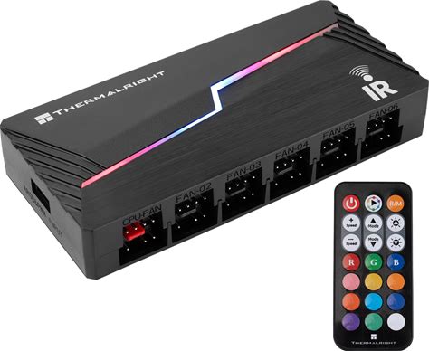 Thermalright ARGB And Fan HUB X12 IR Black Hub Controller Support 12 Groups Of CPU Fans,3Pin PC ARGB Controller And 4Pin PWM Fan,SATA Power Cord