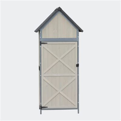 Durable Outdoor Storage Shed With Adjustable Shelves, Waterproof Roof, Tool Organizer Metal In Gray, Size 24.8 in. W X 67.9 in. H X 15.4 in. D