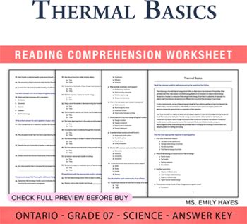 7th Grade Science | Thermal Basics Worksheet (PDF+ Answer Key)