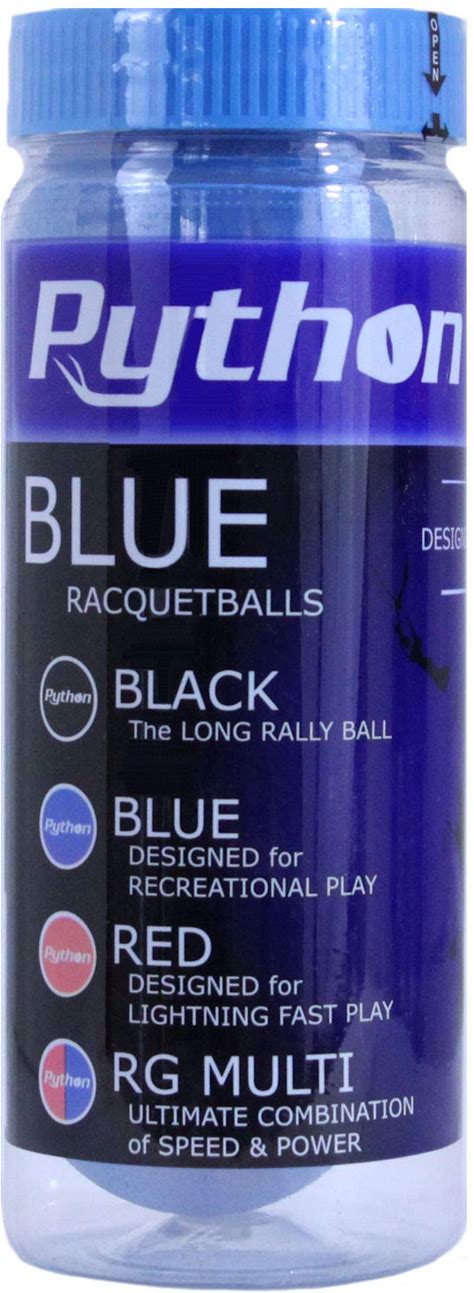 Python 3 Ball Can Blue Racquetballs (Standard Color W/Tournament Quality!)