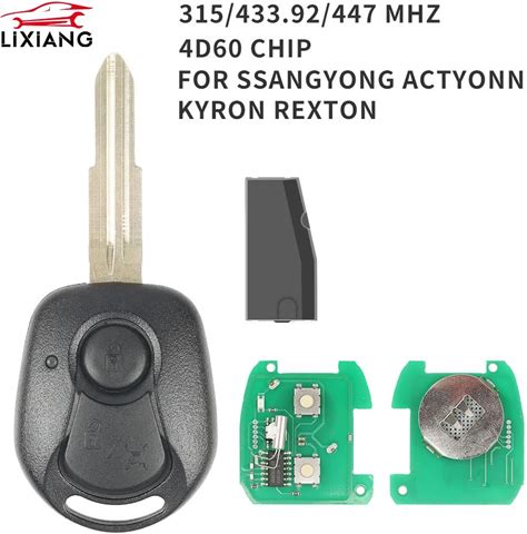 LIXIANG Replacement 2 Buttons Remote Car Key Fob 315Mhz / 433.92Mhz/447Nhz 4D60 Chip For Ssangyong