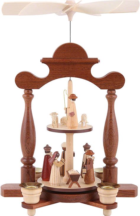2-Tier Pyramid - Nativity Scene (32Cm/13 Inch) By Müller Kleinkunst - Christmas Pyramid Erzgebirge - German Erzgebirge Craftsmanship