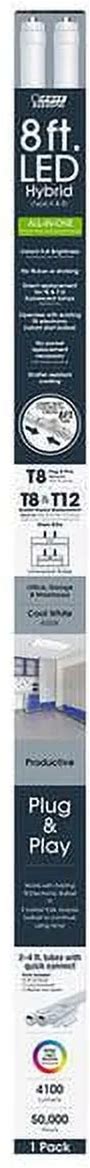 Feit Electric T8/T12 Cool White 96 in. 1-Pin Linear Plug In Play Linear And Ballast Bypass LED 42 Wa