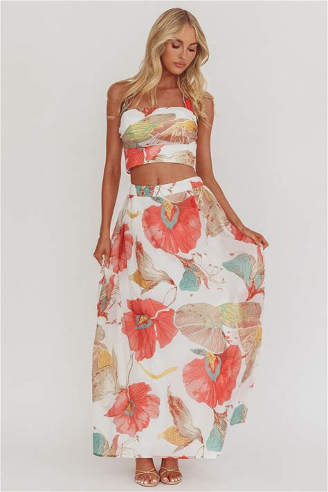 Simple Things A-Line Maxi Skirt Floral White S