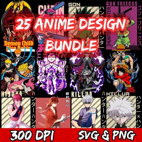 25 Digital Prints | Anime Bundle Svg | Anime Vector | Png Hd | Mega Bundle | Manga Png | Transparent Background | Ready To Print Svg Bundle