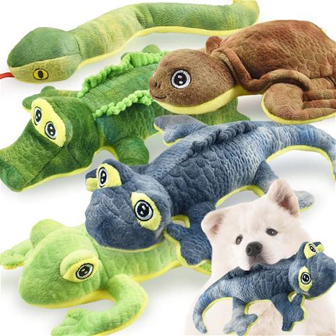 LECHONG Stuffed Animal Dog Toys, 5 Pack Tough Squeaky Dog Toys, Plush Toys Assortment, Great Value Pet Toys Bundle, Woodland Series Chew Toys For