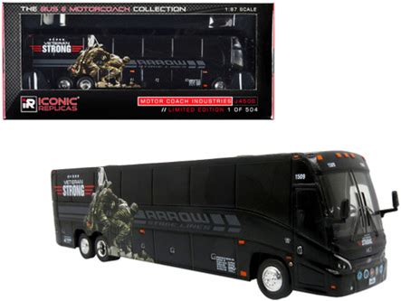 MCI J4500 Coach Bus "Arrow Stage Lines - Veteran Strong" Black "The Bus & Motorcoach Collection" Limited Edition To 504 Pieces Worldwide 1/87 (HO) Diecast Model By Iconic Replicas