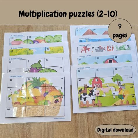 Times Tables Puzzle Activity: Printable Maths Worksheets (PDF), Multiplication Activities, Homeschool Education, Maths Educational Game.