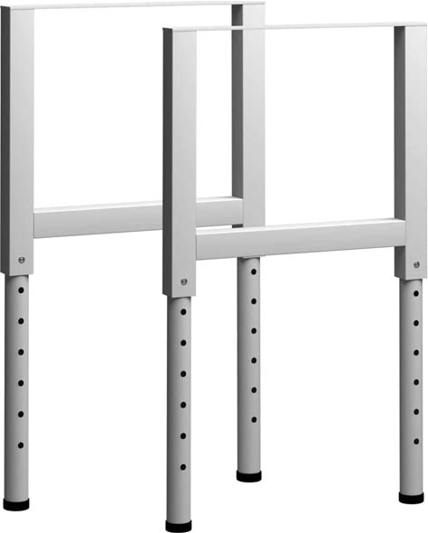 Loibinfen 2Pcs Heavy Duty Adjustable Work Bench Frame Metal, Garage Workbench Table Frame, Work Table Legs, Workbench Stand For Console Table, Legs F