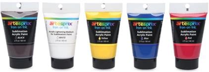 Artesprix Sublimation 2 Oz Acrylic Paints, Blue/Black/Yellow, 5 Packs