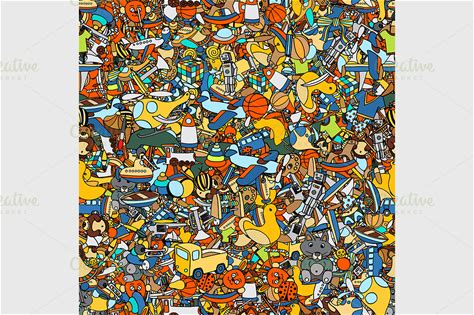 Funny Baby Toys Set By Illustrationartshop | Creative Market