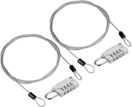Security Steel Cable With 4 Digit Combination Lock, 2 Set 4.9ft Coated Safety Wire Rope Double Loop Padlock, Gray