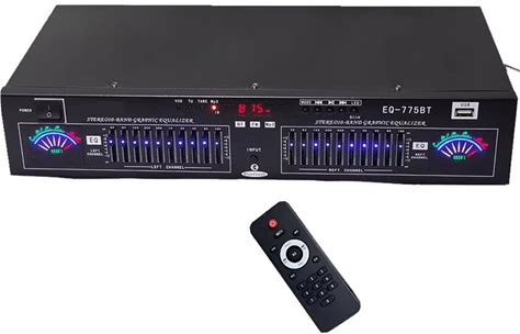 20-Band Graphic Equalizer, Stereo Audio EQ Equalizer, With Remote Control, Low/Mid/Treble Adjustment, LED Dynamic Display Display, For Recording Stud
