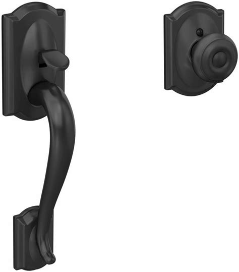 Camelot Matte Black Door Handleset Grip With Georgian Door Knob And Camelot Trim