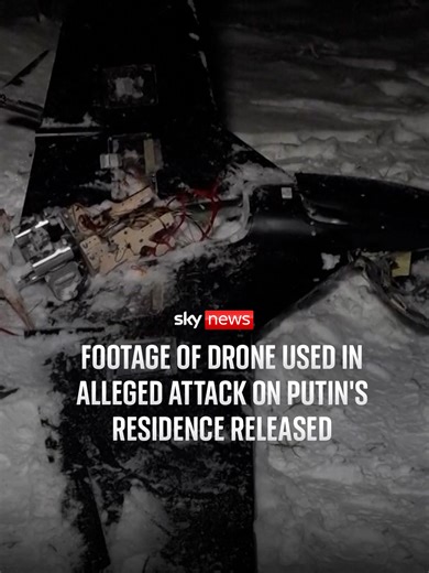 Russia has released footage of what it says is a drone used in an attack on one of President Putin's residences. Ukraine has denied the allegations and accused Russia of trying to derail peace talks. #skynews #ukraine #russia