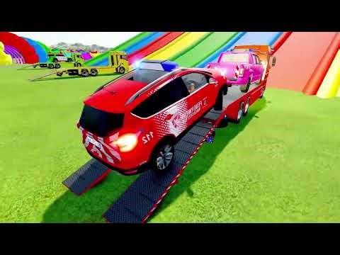 TRANSPORTING POLICE CARS, FIRE DEPARTMENT, AMBULANCE VEHICLES WITH MAN TRUCKS ! Farming Simulator 25