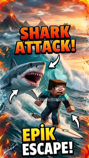 Minecraft Steve Shark ATTACK 🦈🌊 (RUNN !?!?) #gaming #viral