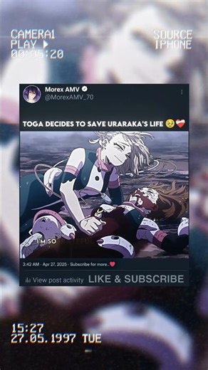 Toga Decides To Save Uraraka's Life ❤️‍🩹🥹 #myheroacademia #mha #mhaedit #anime #animeedit #shorts