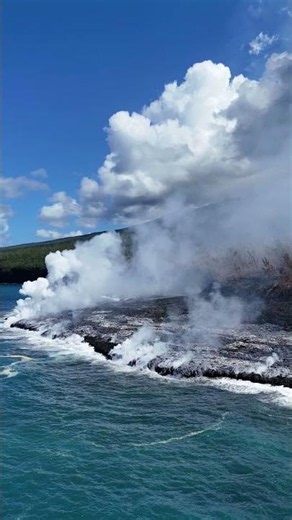 Lava Flow Meets the Ocean and Creates New Land || ViralHog