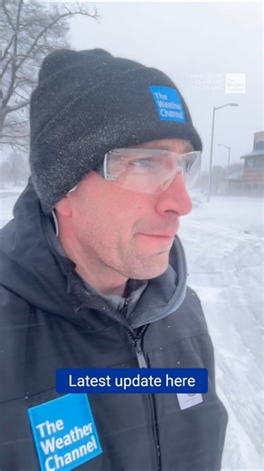 Live look at conditions in Traverse City, Michigan, with meteorologist Chris Bruin as Winter Storm Ezra brings near-blizzard conditions. Stay with The Weather Channel for updates. | The Weather Channel