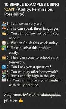 Use of CAN in English | 10 Simple Examples for Students | Learn Easily