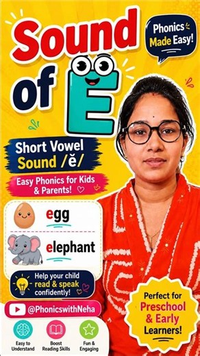 Why Does E Sound Like /ĕ/? 🤔 | Learn Short Vowel E #phonics