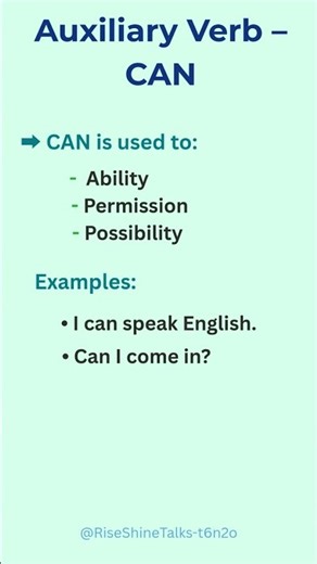 Auxiliary Verb CAN | English Grammar Shorts