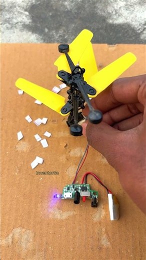 Four-Blade Mini Helicopter Propeller Powered by a Compact Helicopter Motor