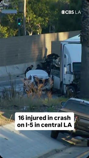 A fiery crash involving a semitruck near downtown Los Angeles early Sunday morning left one person dead and more than a dozen people injured. CBS LA’s Alys Martinez gives us the latest. According to the Los Angeles Police Department, a multi-vehicle crash was reported at 5:07 a.m. involving a big-rig truck on the southbound lanes of the 5 Freeway near 4th Street in Boyle Heights. 15 people were assessed for injuries and 10 were transported to the hospital. #whittier #crash #cbsnews #cbsla | CBS 