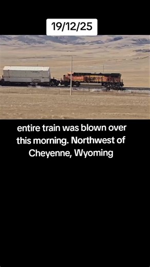 entire #train was blown over this morning. Northwest of Cheyenne, #Wyoming