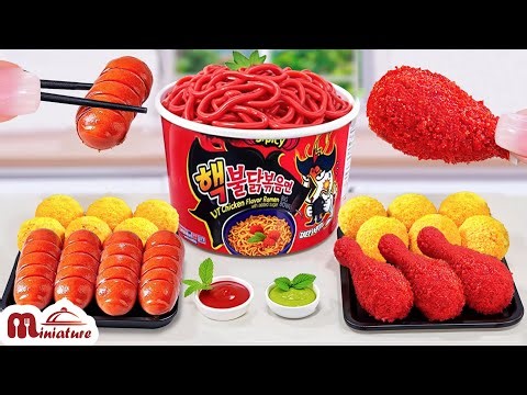 🥳 Making The Best Mini Fried Chicken With Korean Spicy Noodles At Home | ASMR Cooking Mini Food