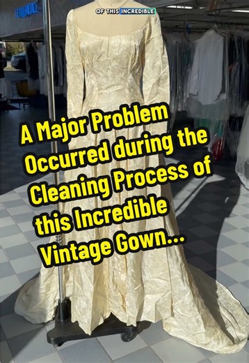 A Major Problem Occurred during the Cleaning Process of this Increible Vintage Gown… #vintage #weddingdress #restoration #mindblown #beforeandafter