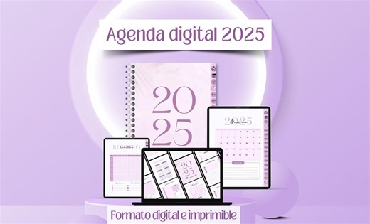 Digitaler Planer 2025 undatierte digitale und druckbare Version, moderne Agenda im lila Stil, Tagesplaner für iPad - Etsy.de