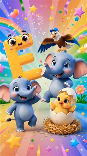 Letter E Song for Kids | E is for Elephant 🐘 | ABC Phonics & Alphabet Learning #Shorts#kidsvideo
