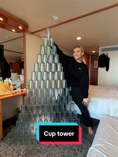 Third times the charm 🤪🥤 #craft Building a cup tower on my cruise | cruise