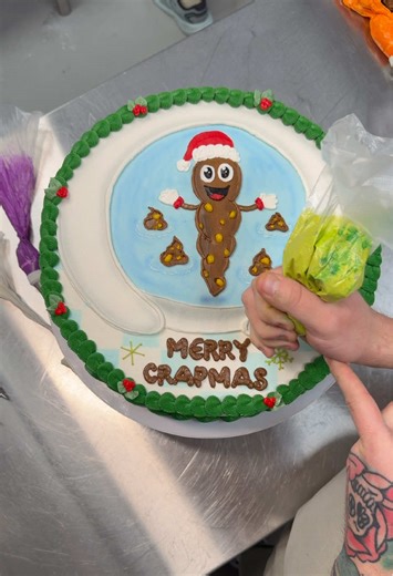 Who needs a beautiful Christmas cake when you can get a Christmas corn piew?? #customcakes #christmascake #buttercream