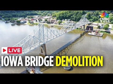 WATCH LIVE: Black Hawk Bridge Over Mississippi River in Lansing is imploded | Iowa Bridge LIVE |N18G