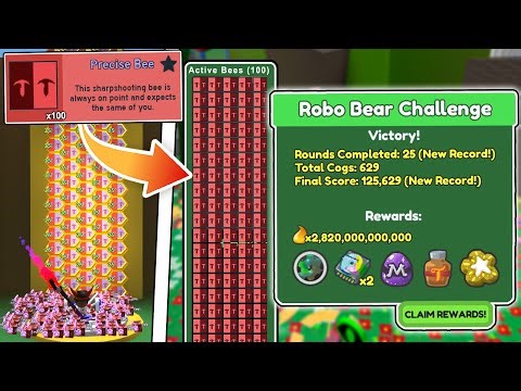 100 Precise Bees VS Robo Challenge literally broke bee swarm simulator..